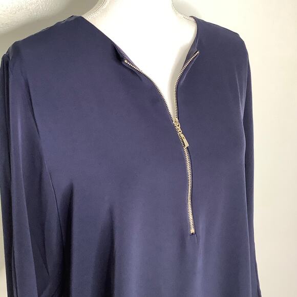 Chico's Navy Blue Long Sleeve Zipper Detail Blouse Top 2 NWT - Picture 3 of 7